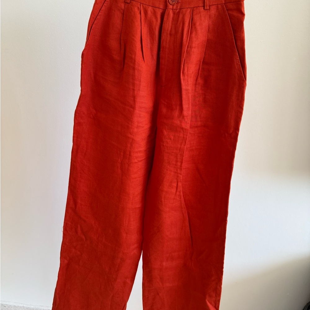 Reformation linen orange Pants